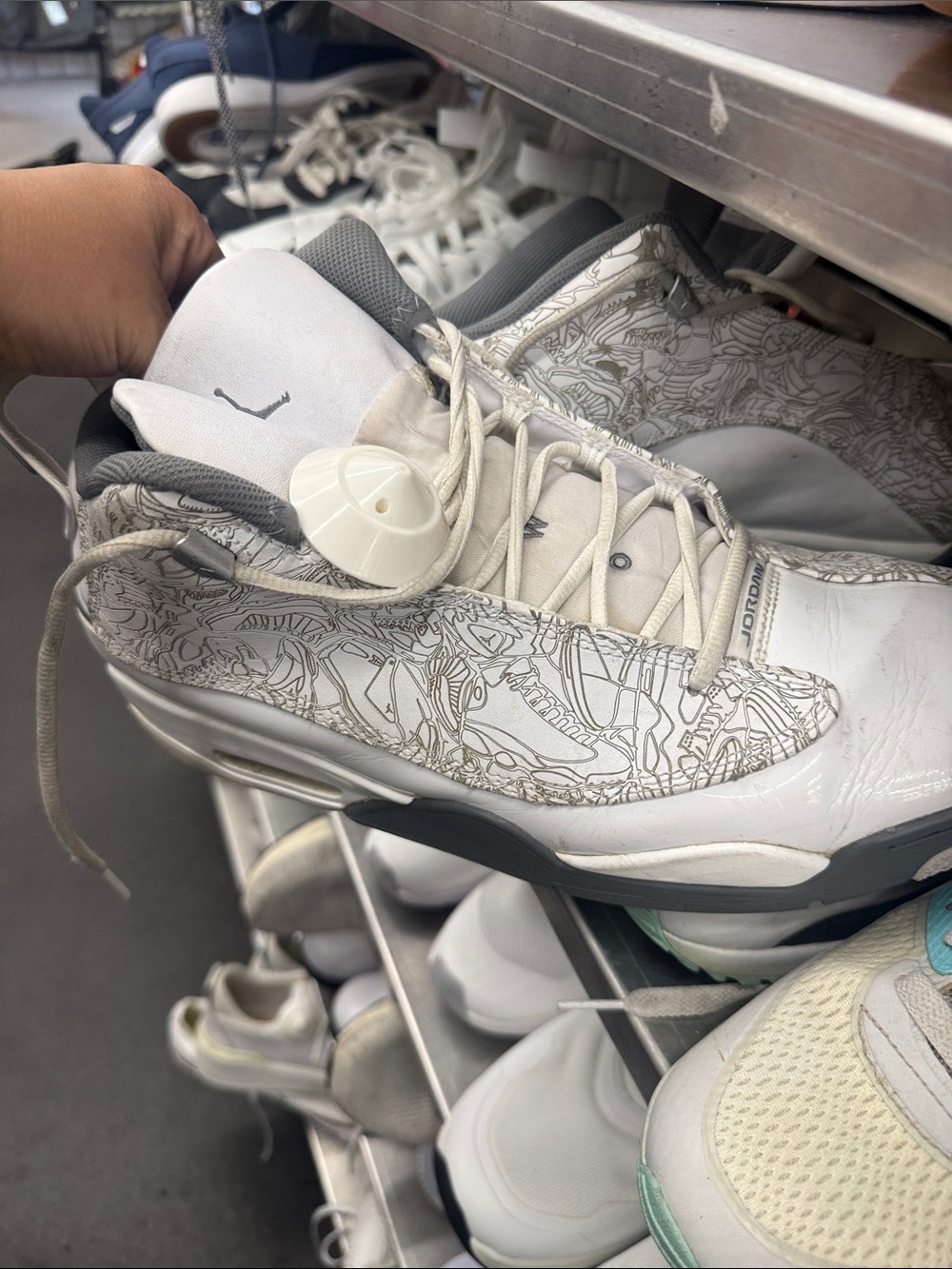 Jordan Women's White & Gray Patterned Sneakers
